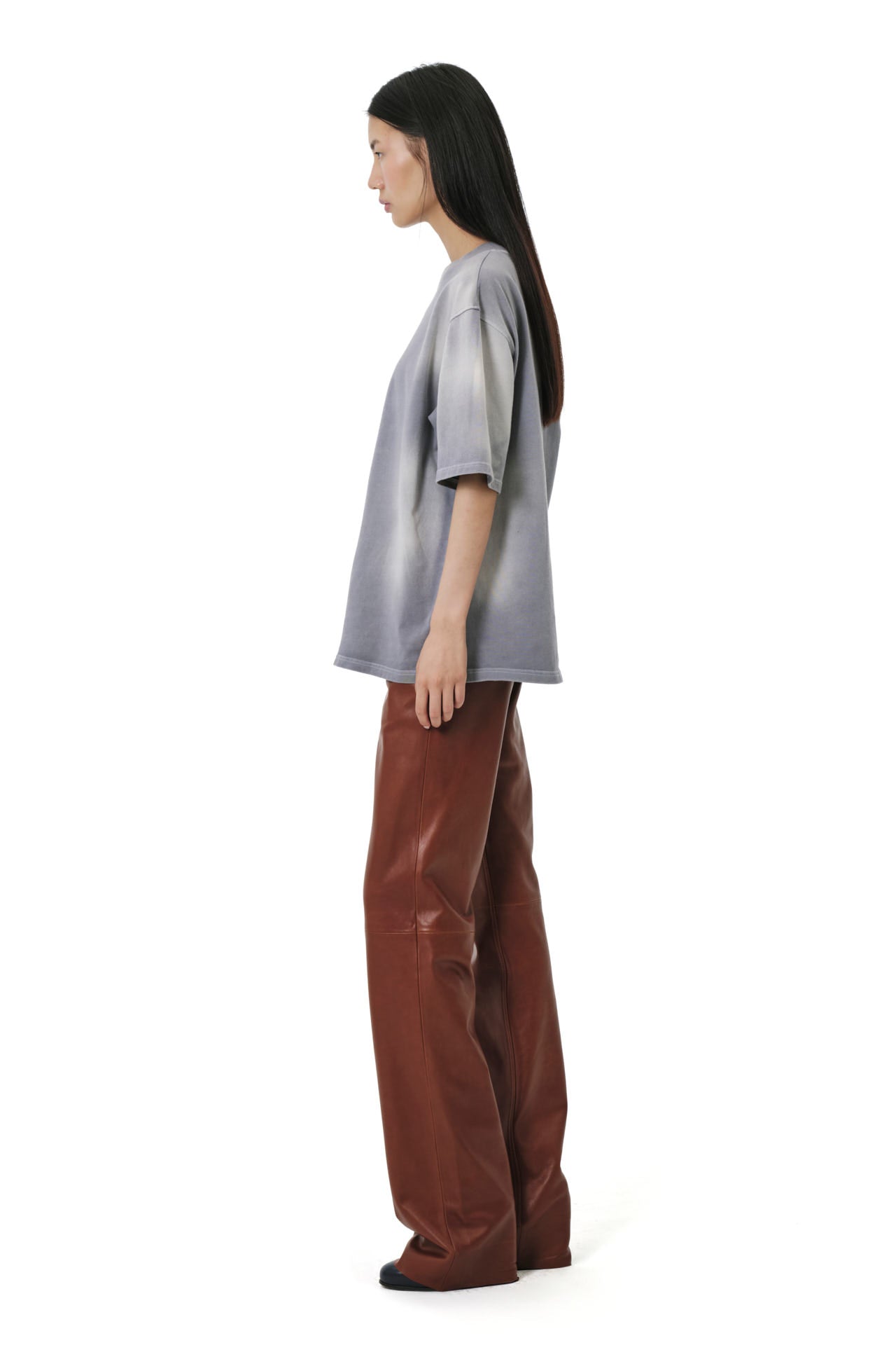 Bootcut Leather Pants - Dark Cognac