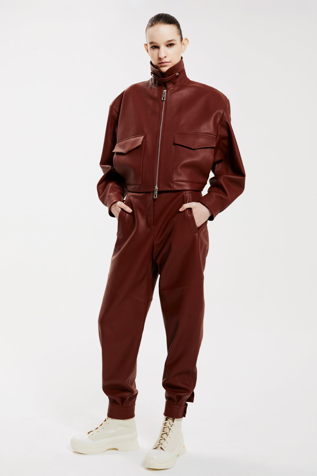 "Chillling" Wide Leg Leather Pants